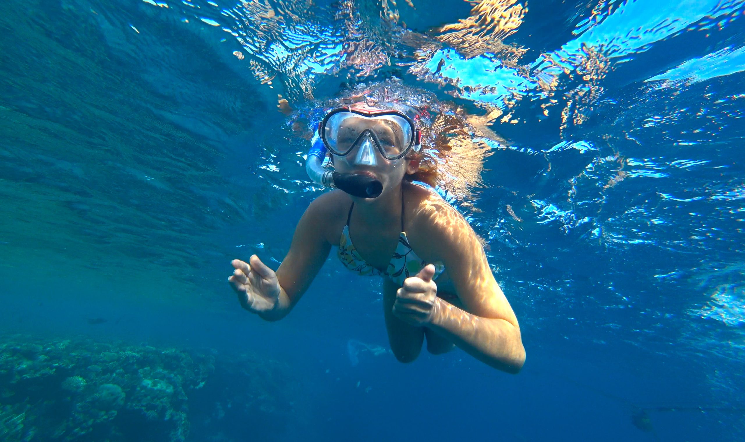 Girl And Snorkeling